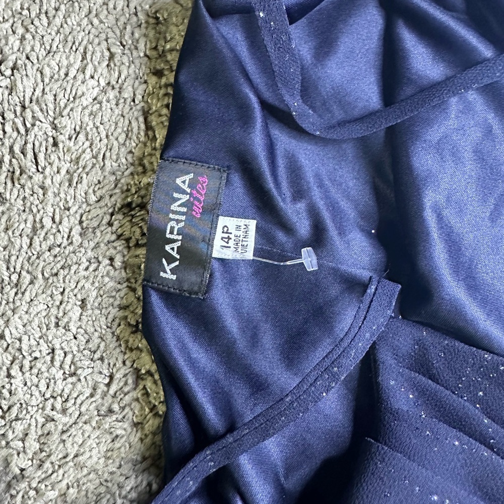 Karina Navy Blue Dress with Glitter Accents - Picture 7 of 10